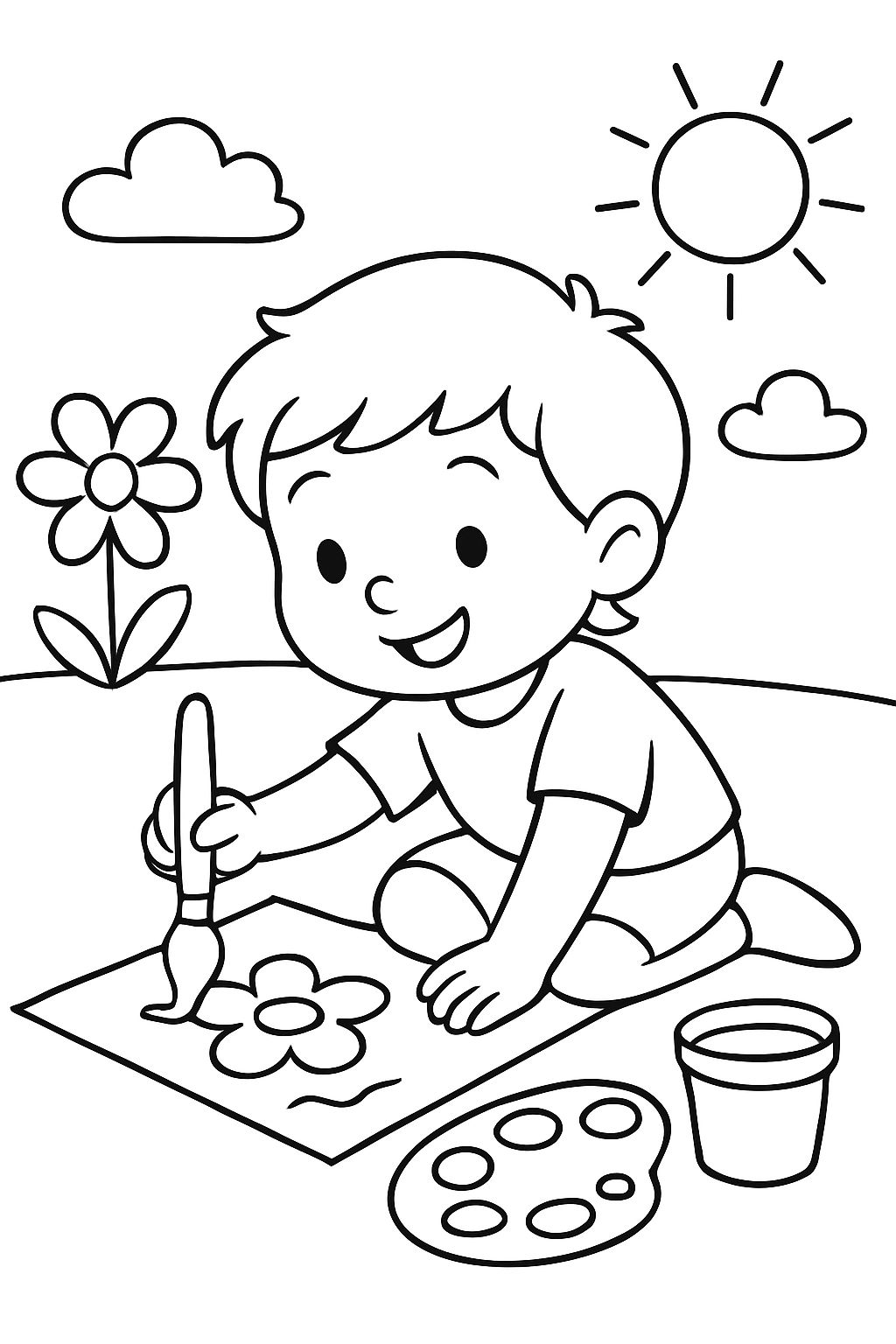 Niños pintando