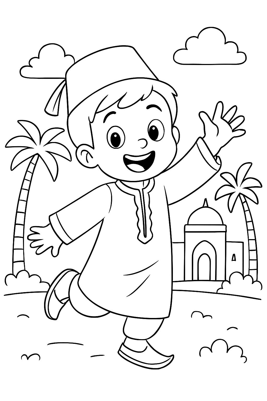 Un garçon portant des vêtements traditionnels marocains.