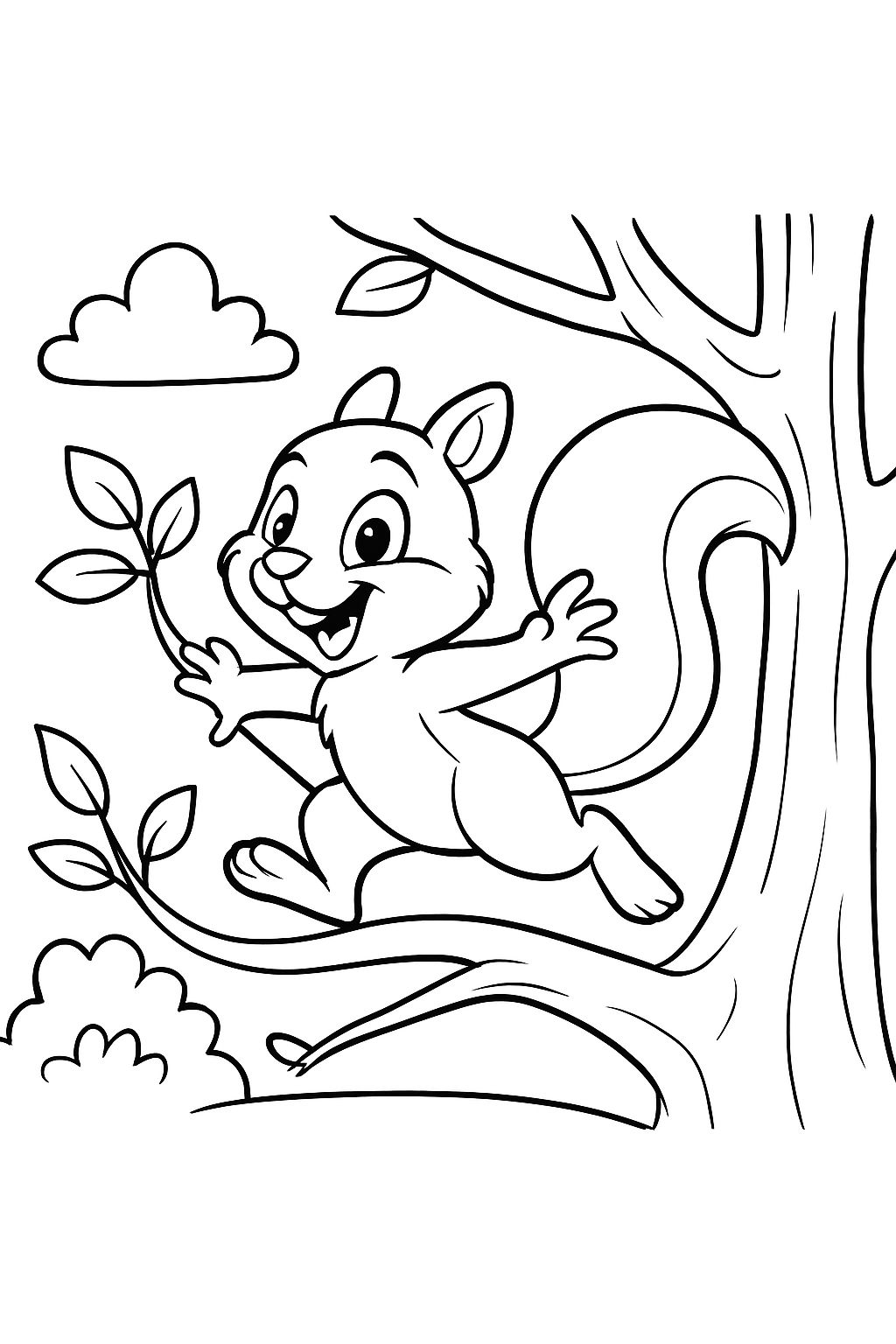 a squirrel jumping around on the tree