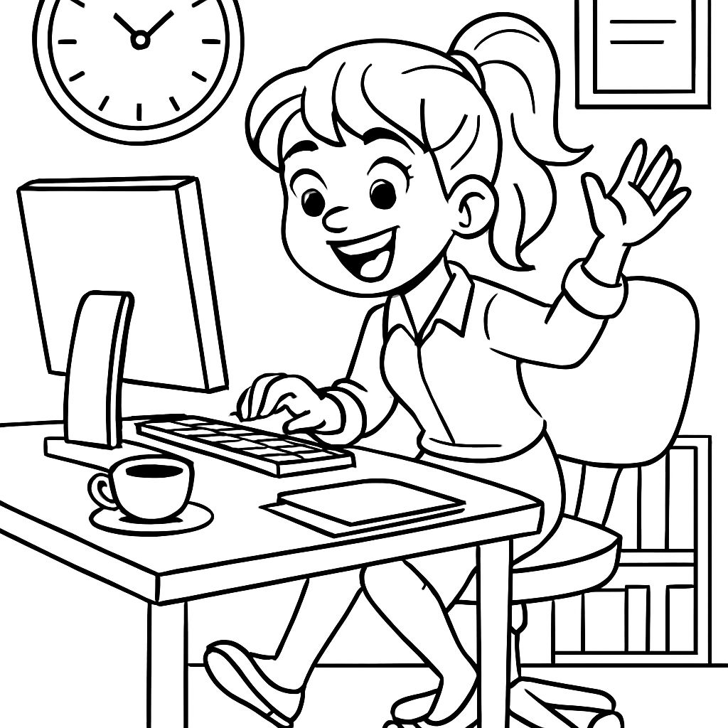 menina no escritório trabalhando menina no escritório trabalhando