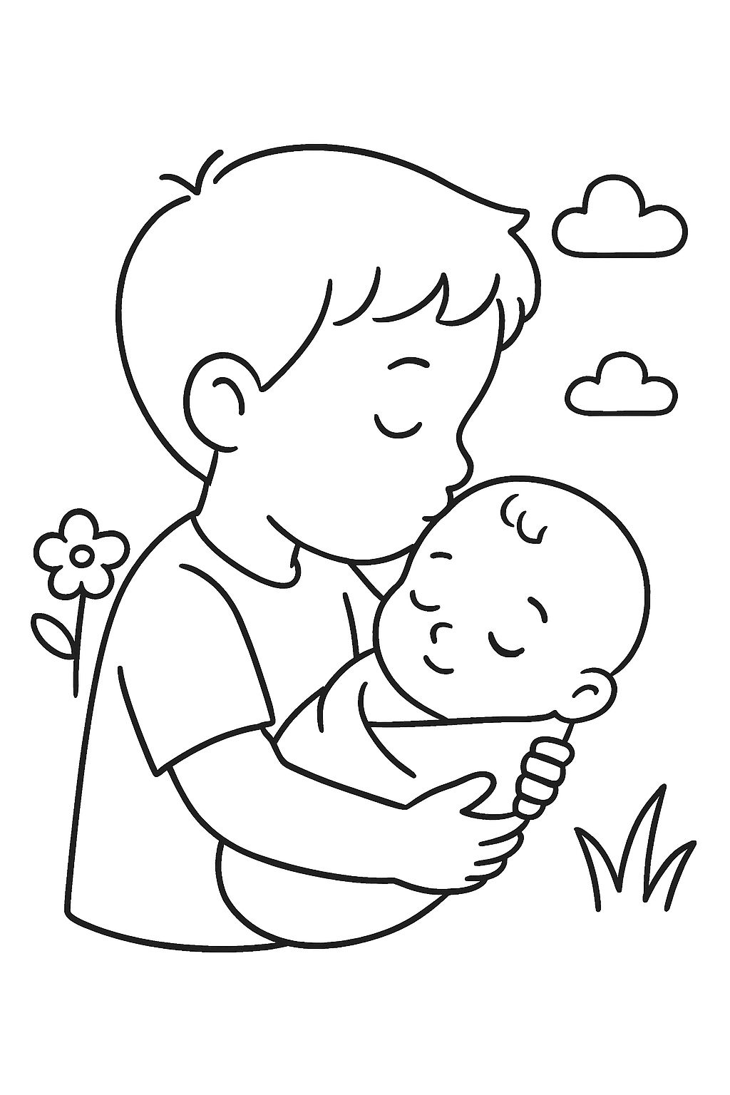 big brother kissing infant
