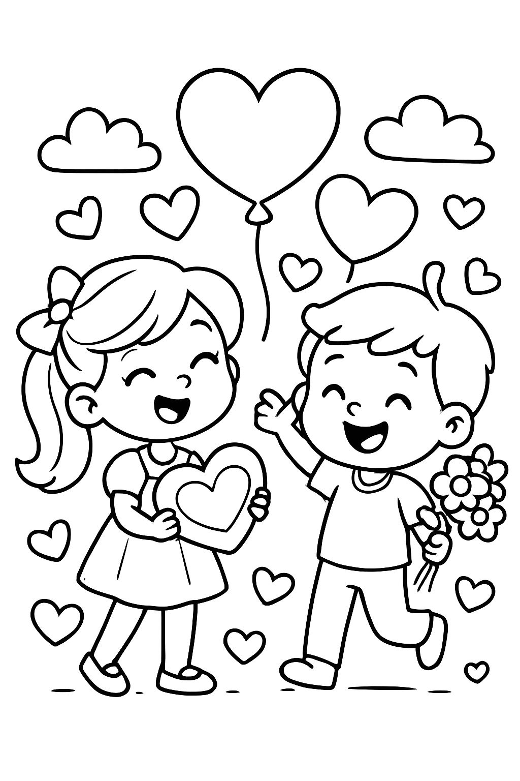 Mädchen und Junge am Valentinstag