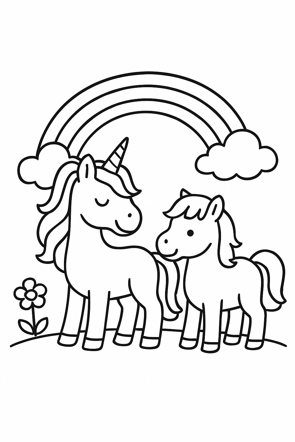 a unicorn with a pony and rainbow