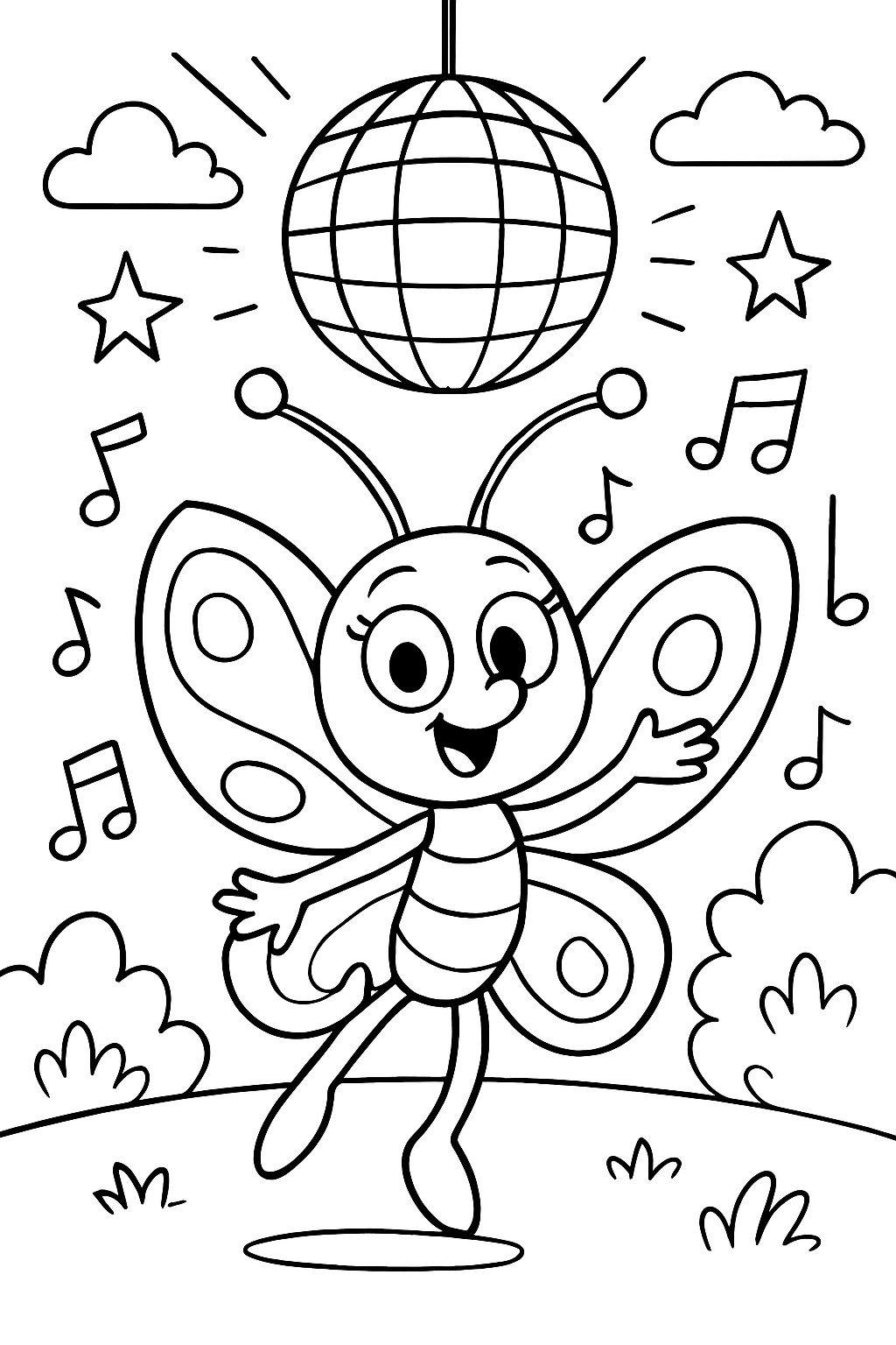 Butterfly outside at a disco party