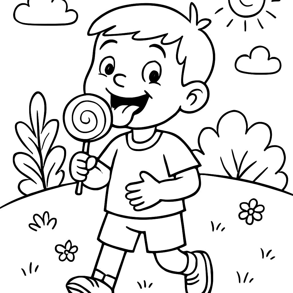 um garoto comendo um pirulito um garoto comendo um pirulito