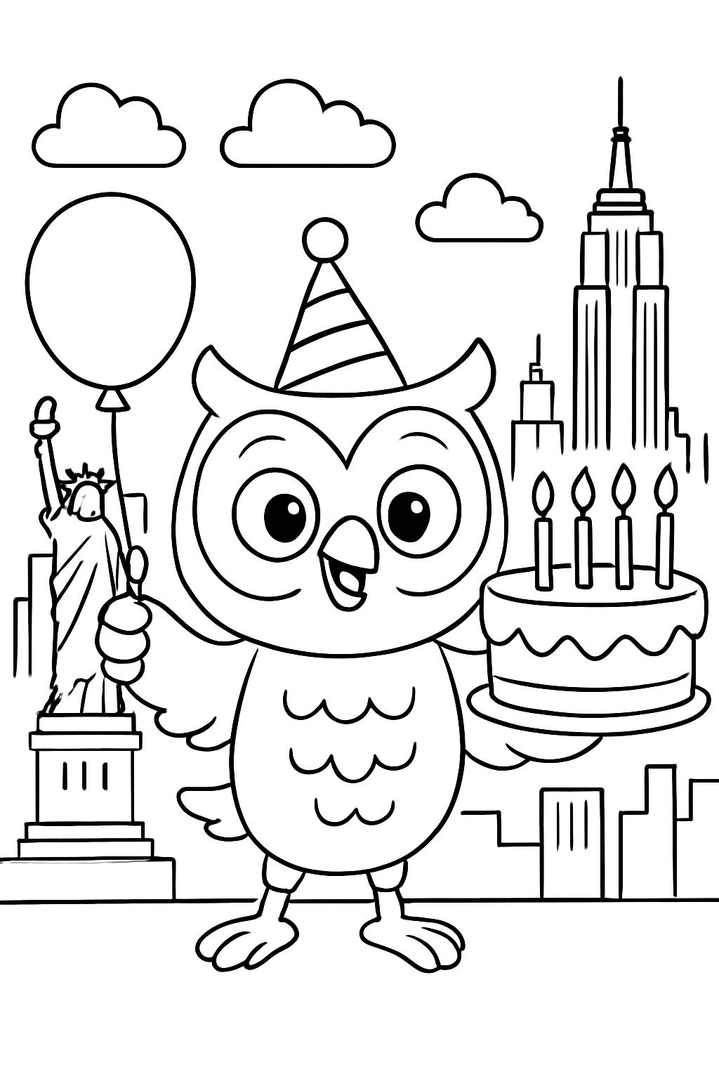 Eine Eule in New York city die Geburtstag feiert