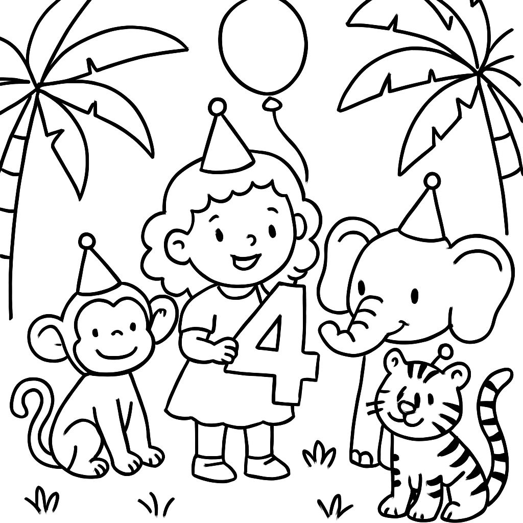 Fête d'animaux de la jungle pour une fille de 4 ans Fête d'animaux de la jungle pour une fille de 4 ans