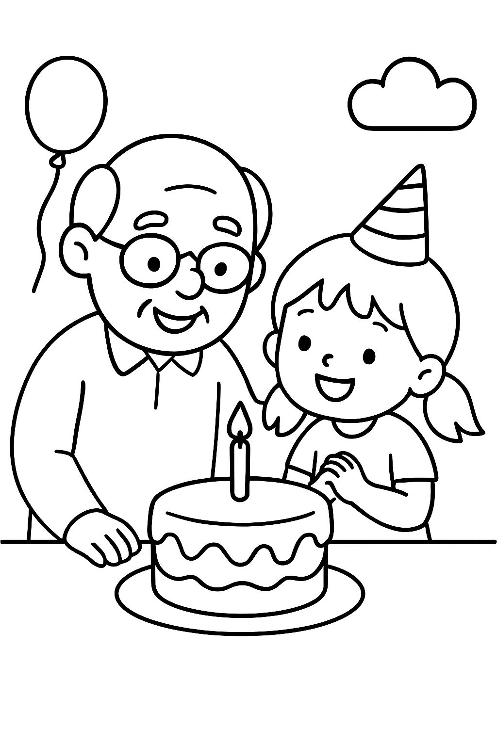 Papi et petite fille célèbrent un anniversaire Papi et petite fille célèbrent un anniversaire