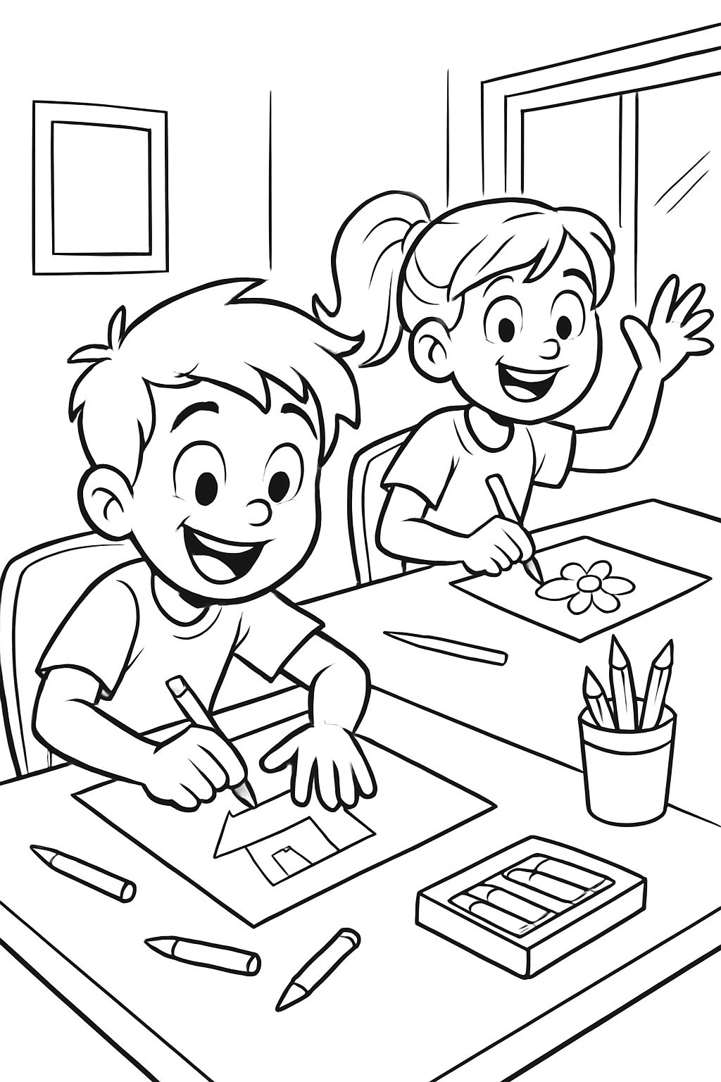 Kinder am Zeichentisch Kinder am Zeichentisch