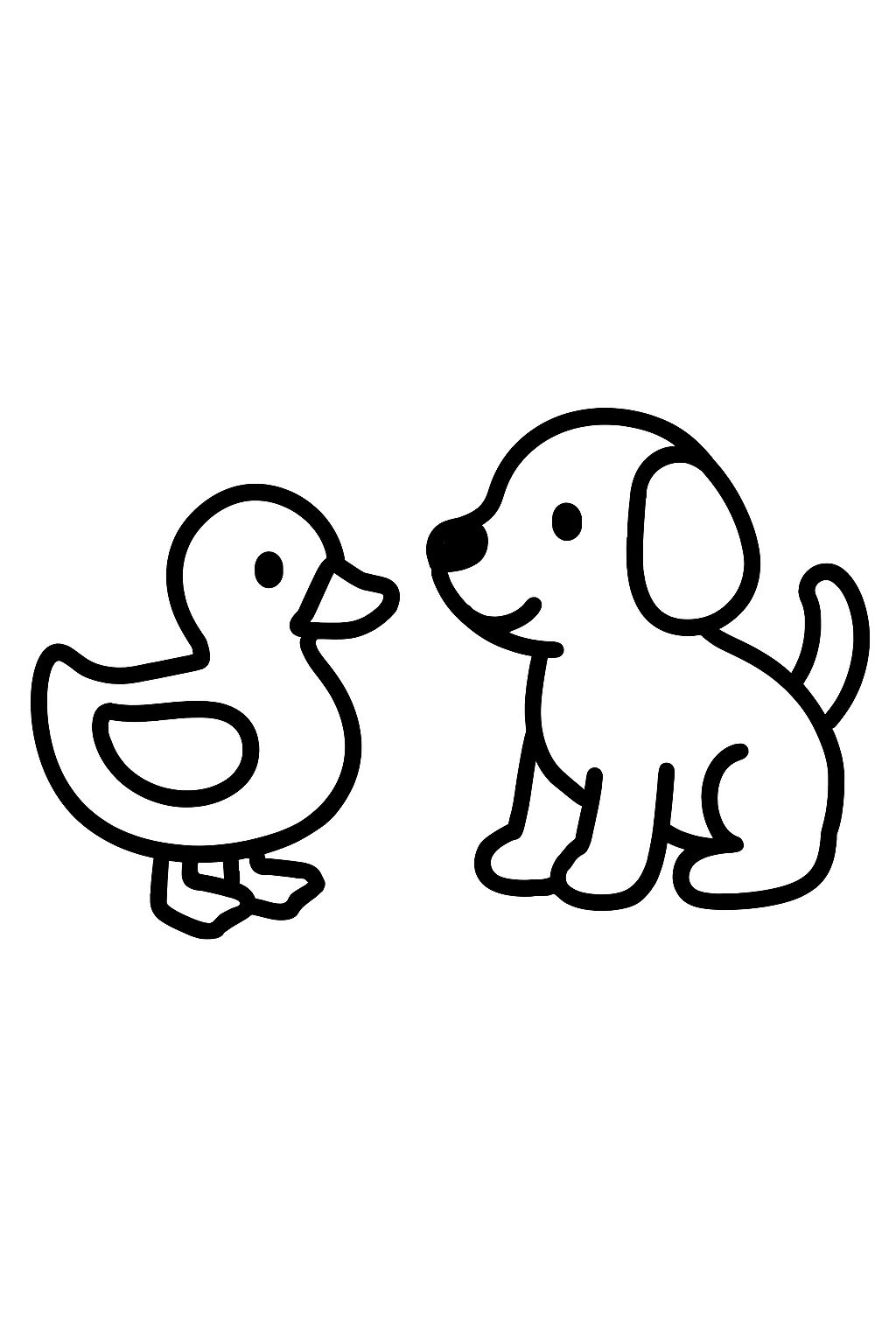 um pato e um cachorro