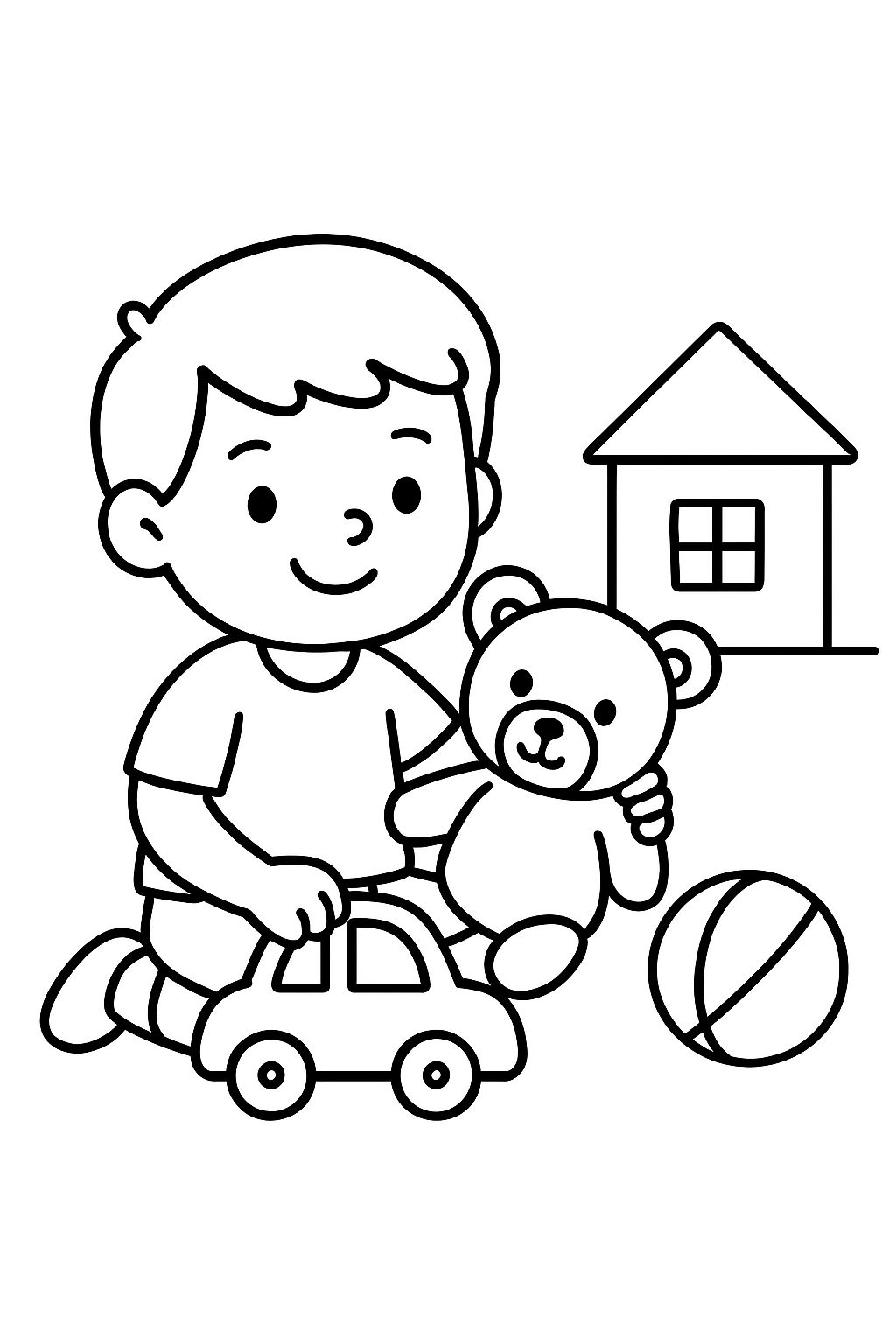 Niño con sus juguetes