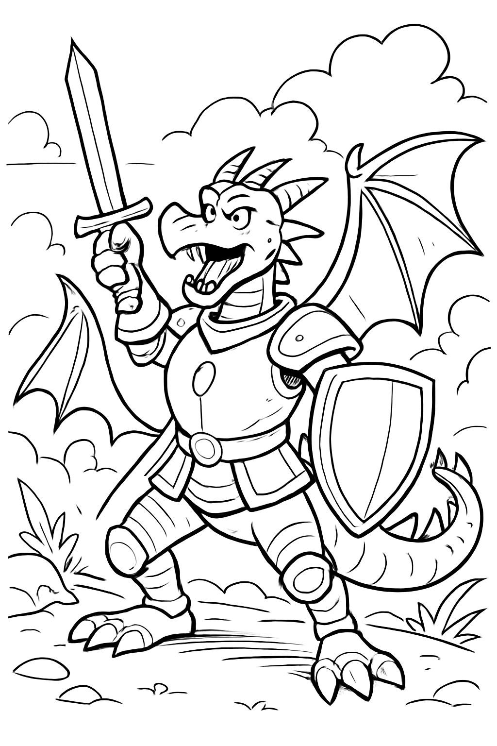 a dragon in knights armor