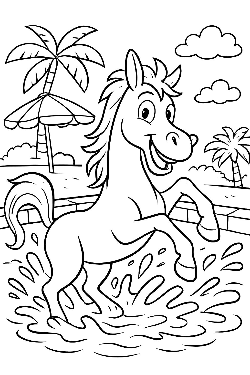 ein Pferd im Swimming pool ein Pferd im Swimming pool