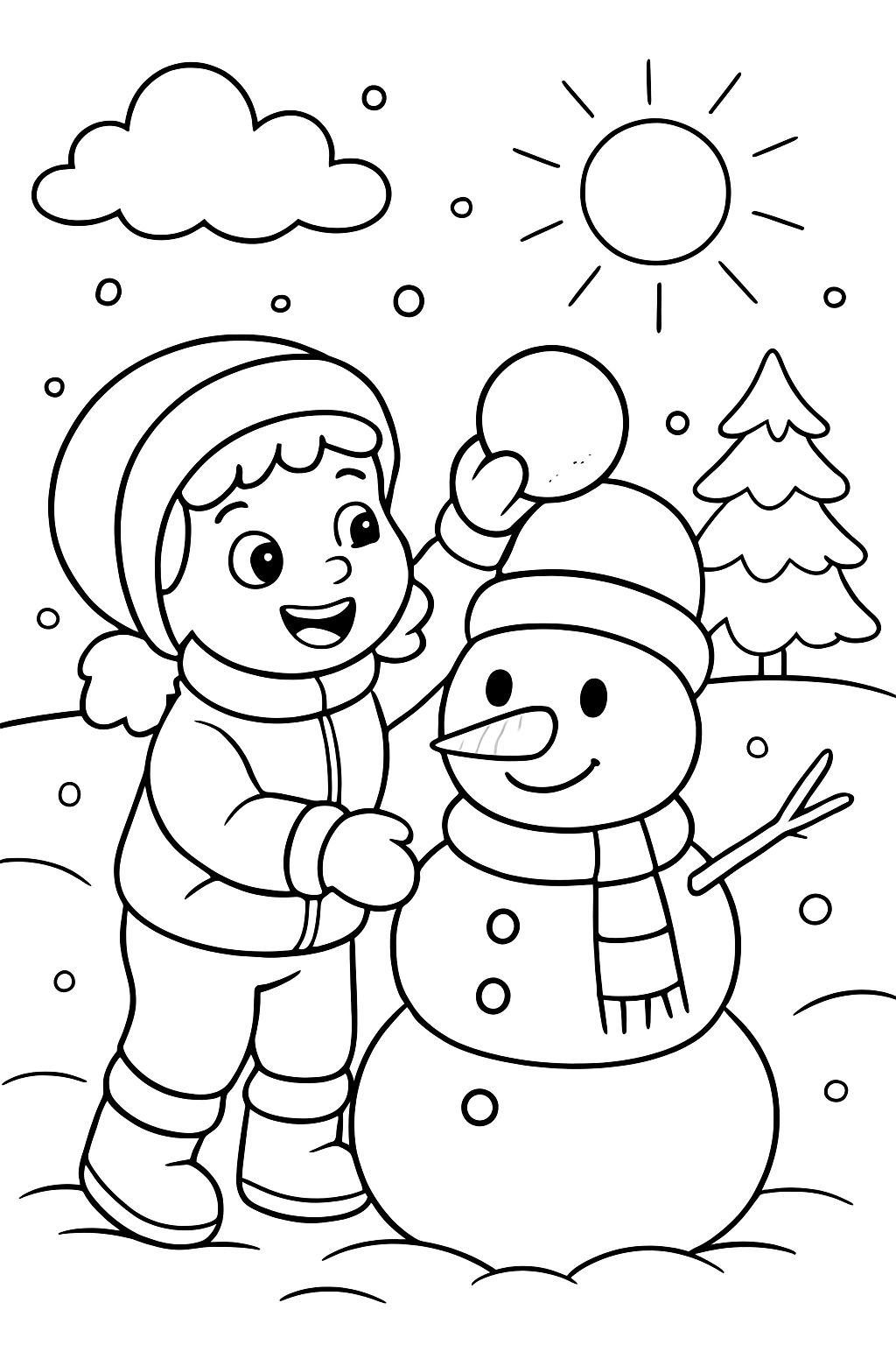 Menina de 3 anos em um traje de neve construindo um boneco de neve do lado de fora em Minnesota. Menina de 3 anos em um traje de neve construindo um boneco de neve do lado de fora em Minnesota.