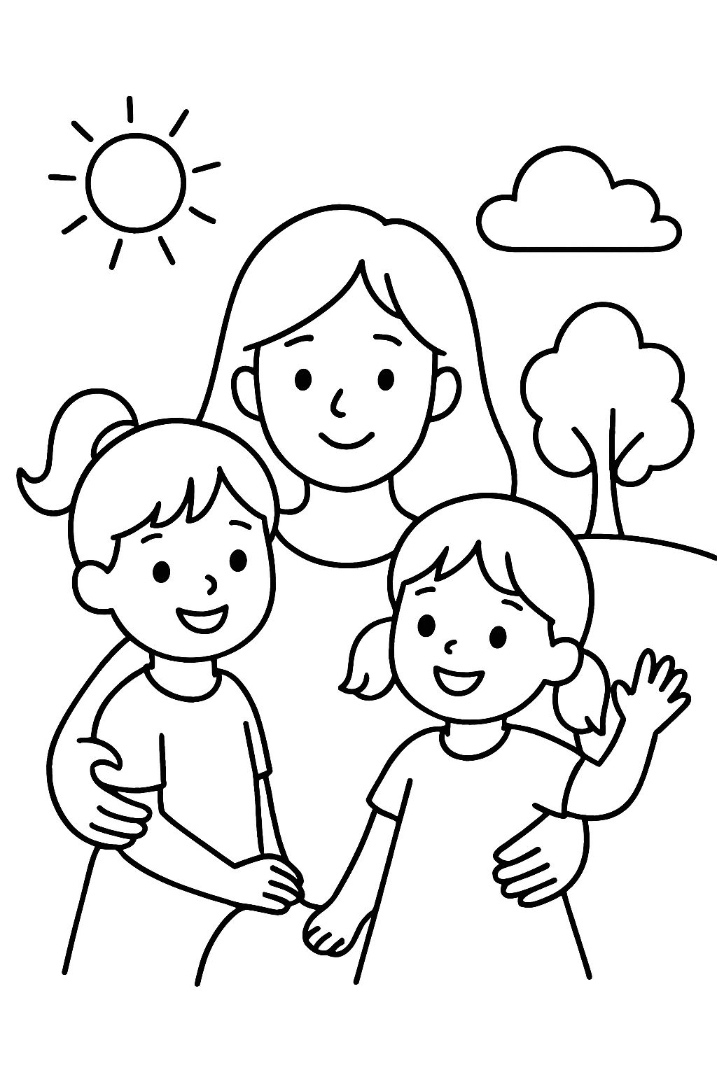 deux filles avec leur mère