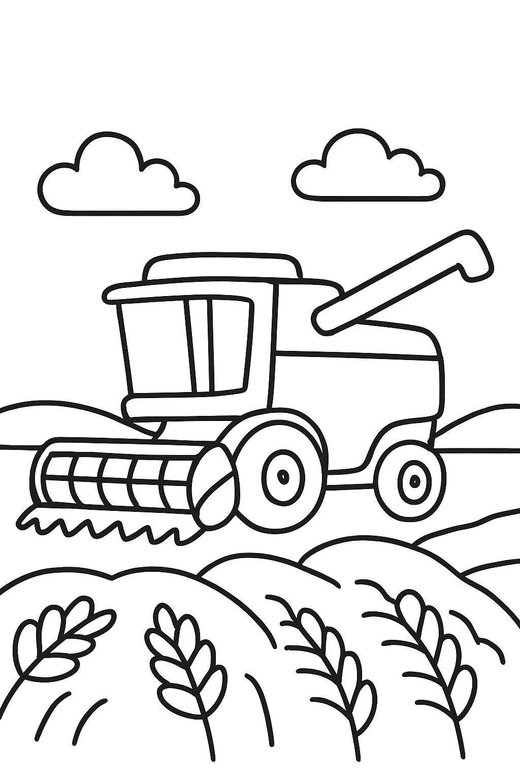 Combine harvester in the field