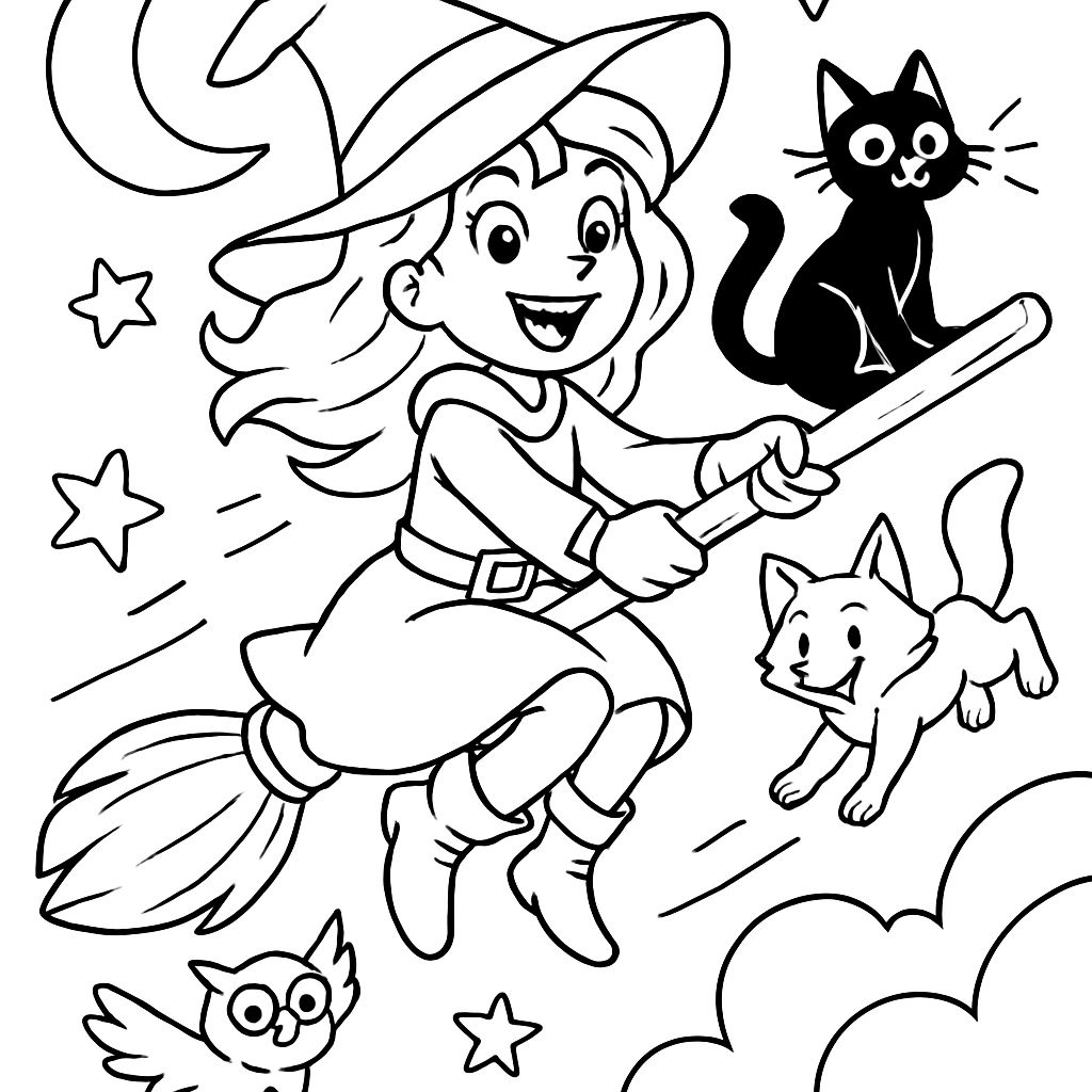 Witch with animal friends Witch with animal friends