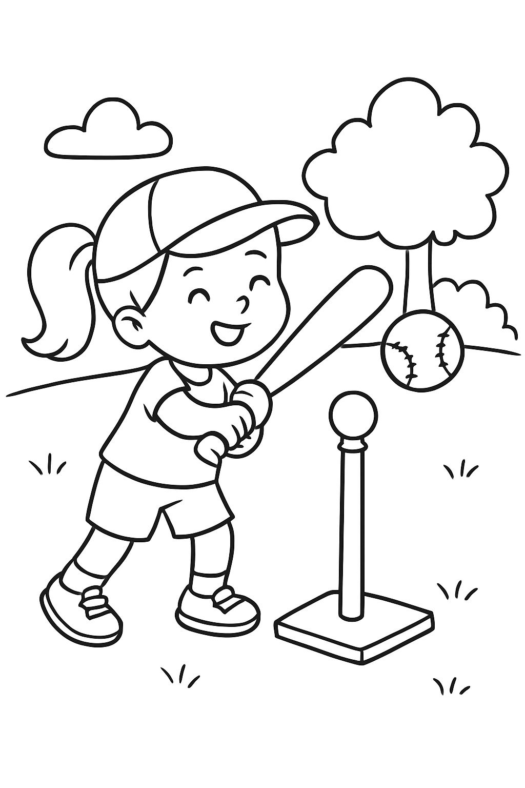 A girl playing tball