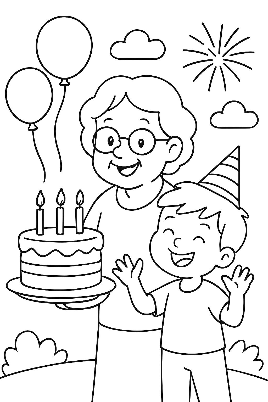 Oma mit enkel zum geburstag
