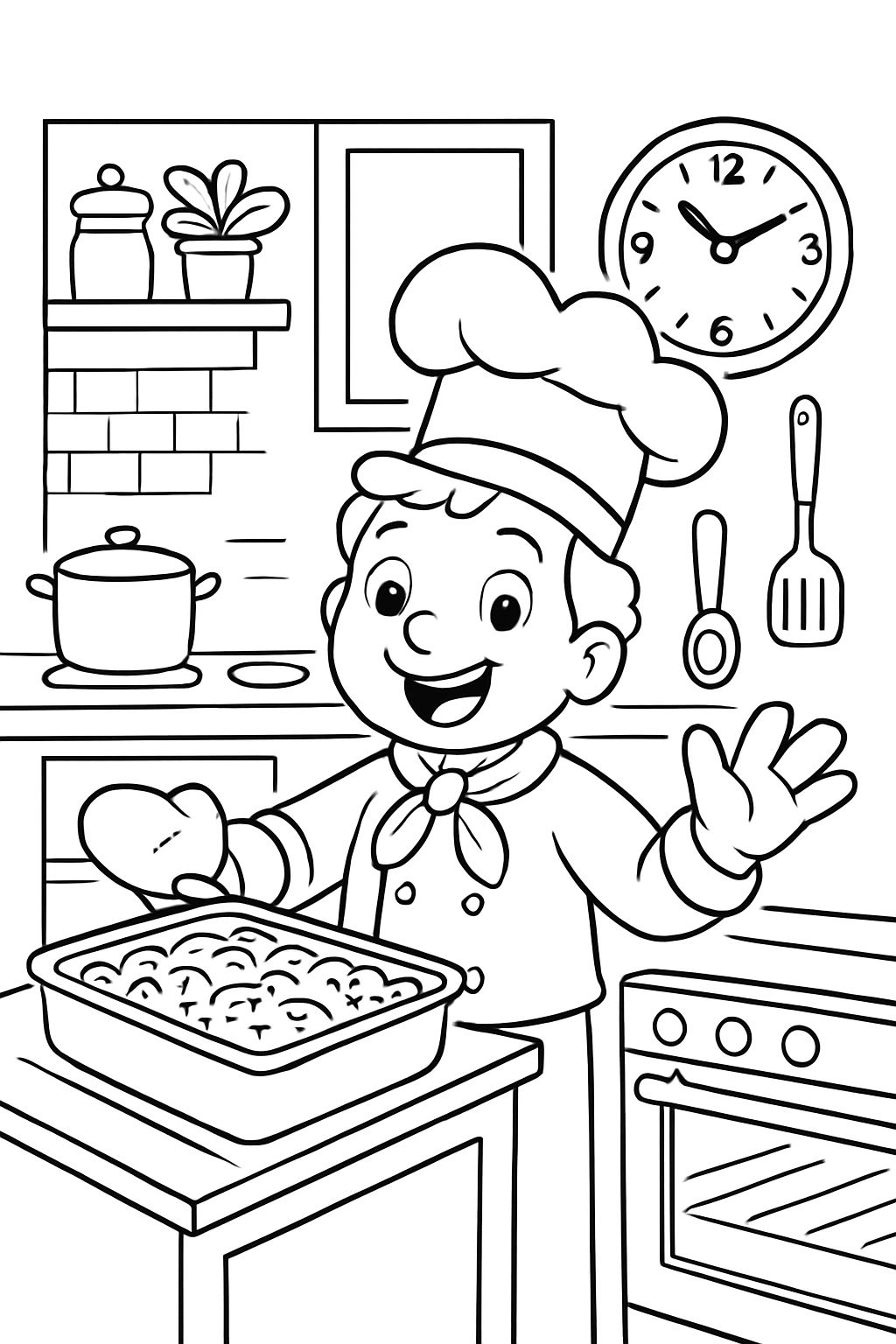 Une cuisine où un gratin de pâtes est préparé par un chef Une cuisine où un gratin de pâtes est préparé par un chef