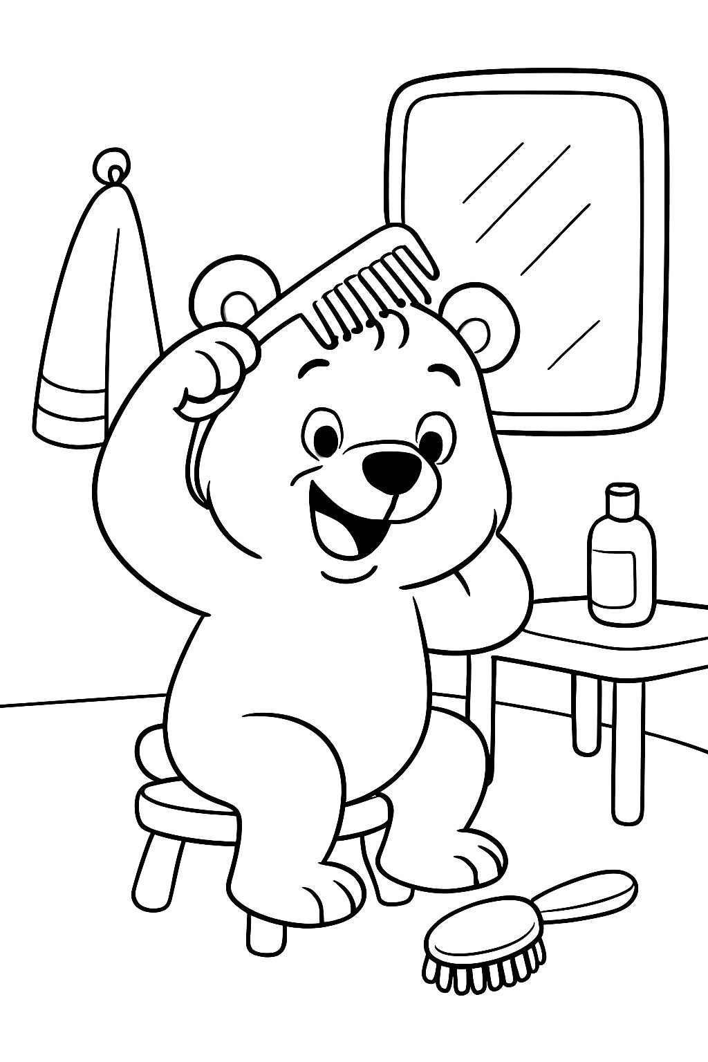 Oso peinando su cabello