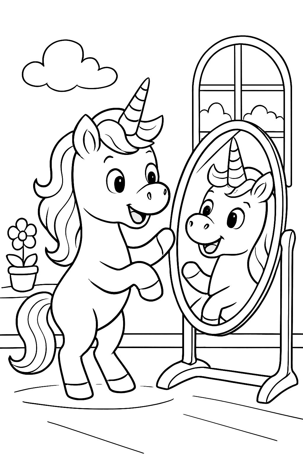 unicorn looking in mirror