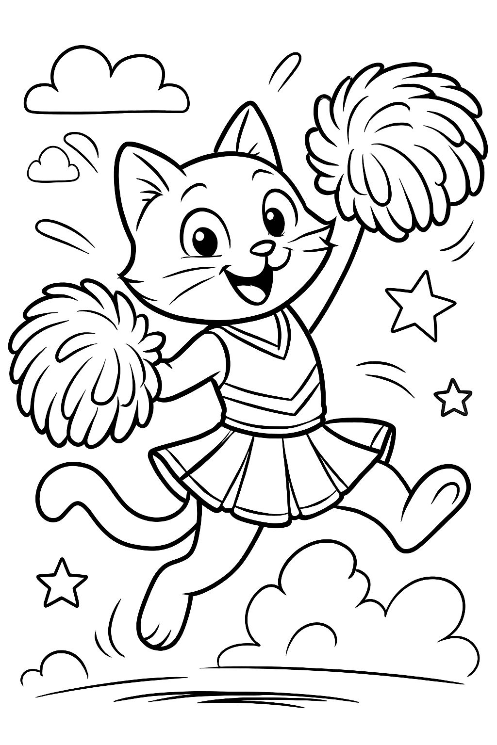 Página de colorir de gato animado