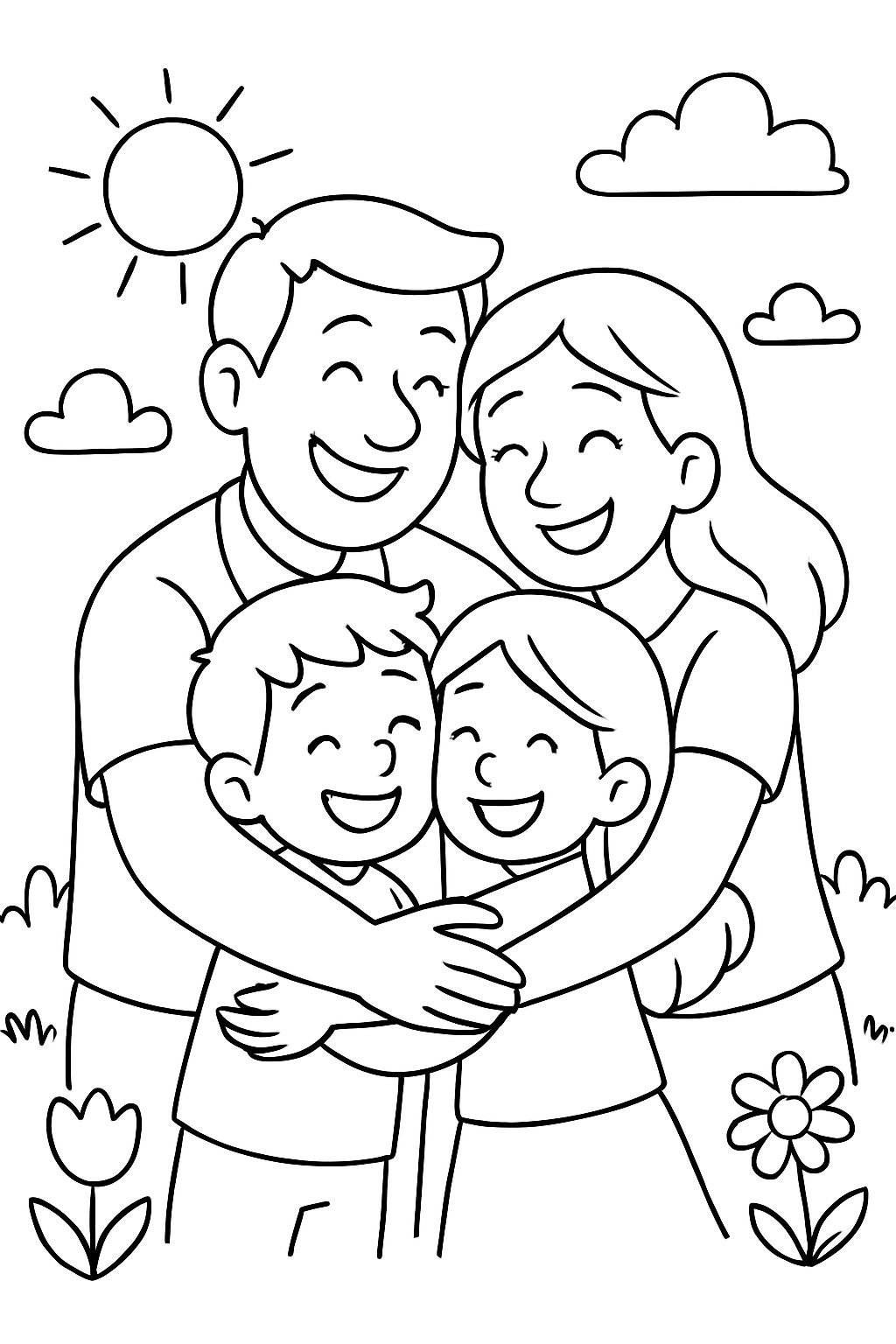 family hugging family hugging