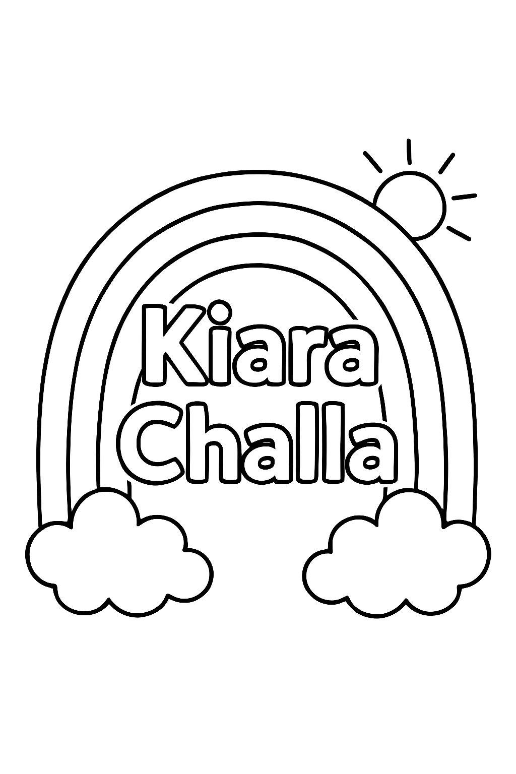 Color in a rainbow with my name Kiara Challa. Color in a rainbow with my name Kiara Challa.