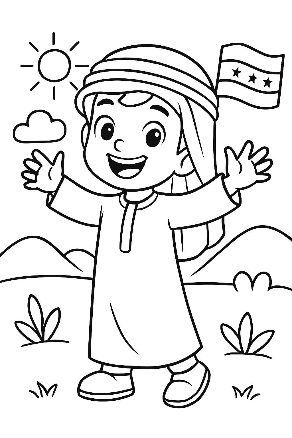 Un garçon portant des vêtements traditionnels syriens.