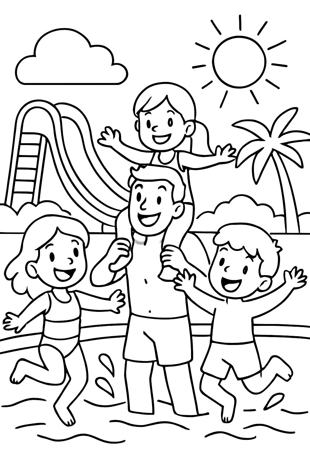 Parents, siblings at the pool.