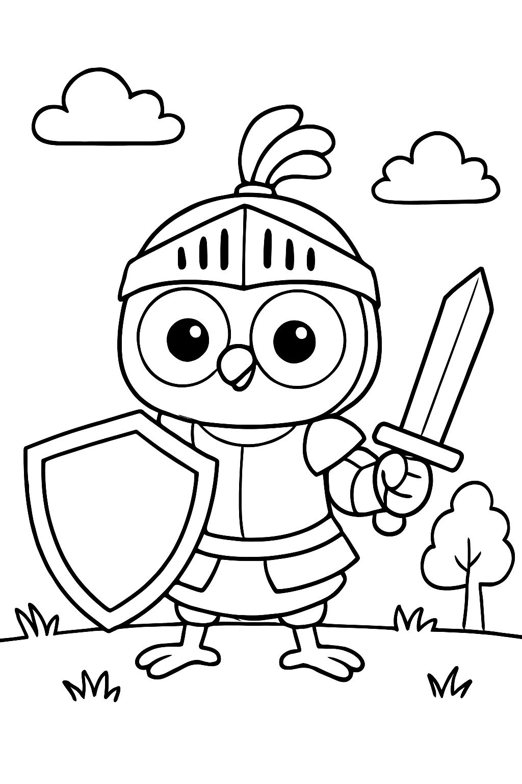 hibou en armure de chevalier