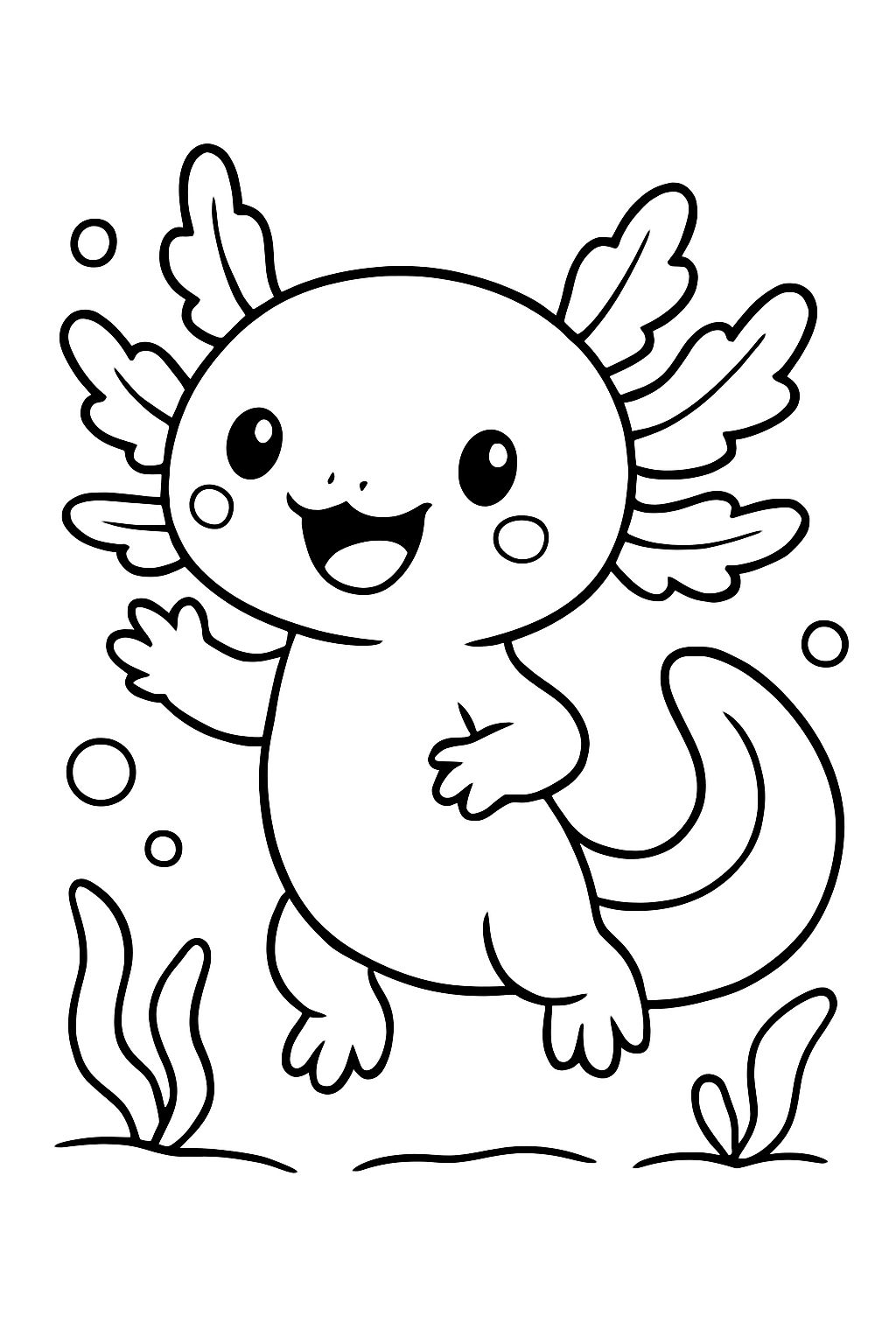 a cute kawaii axolotl with no crazy background