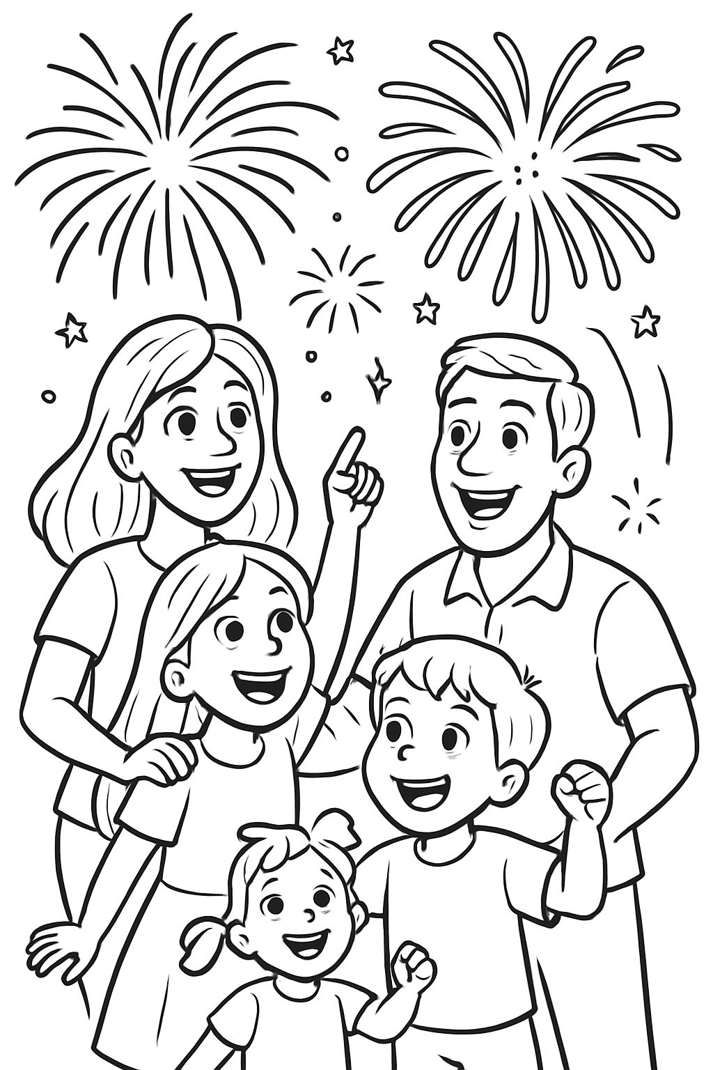 Family of 52 sisters that are about 10 and eight and then a little five year old boy with a mom and a dad and a firework show. Family of 52 sisters that are about 10 and eight and then a little five year old boy with a mom and a dad and a firework show.