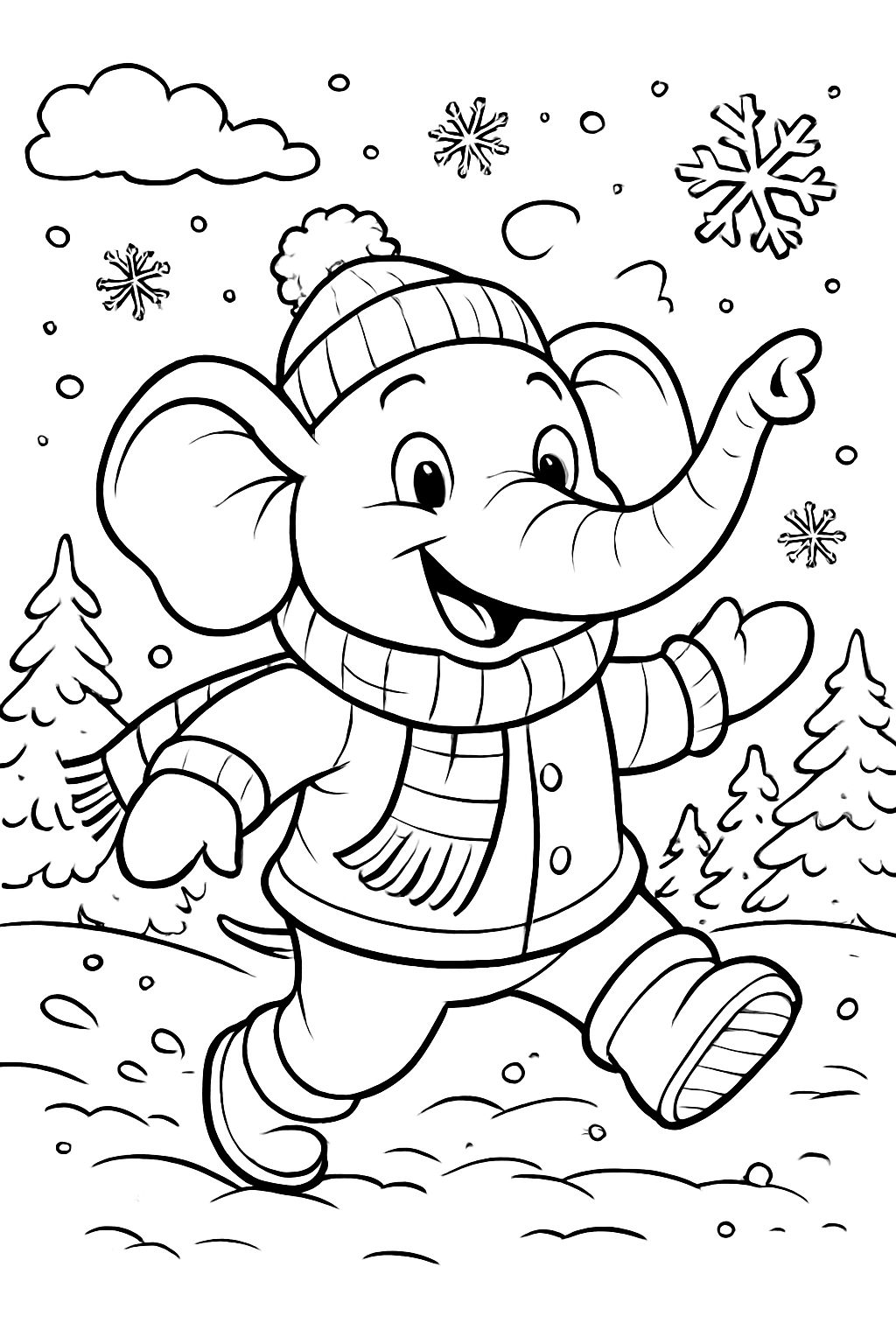 Un éléphant en vêtements d'hiver