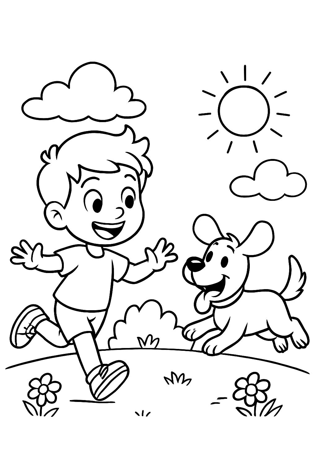 um menino brincando com seu cachorro um menino brincando com seu cachorro
