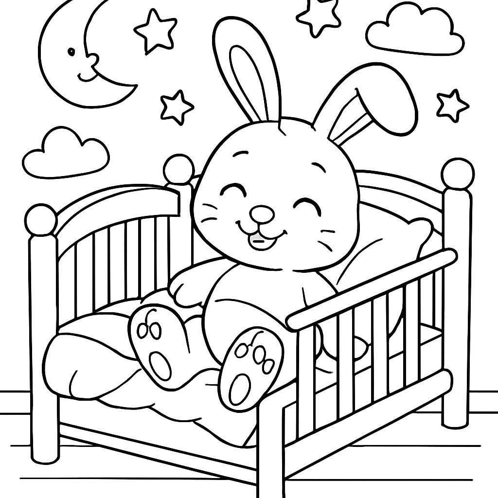 um coelho de pelúcia em um berço um coelho de pelúcia em um berço