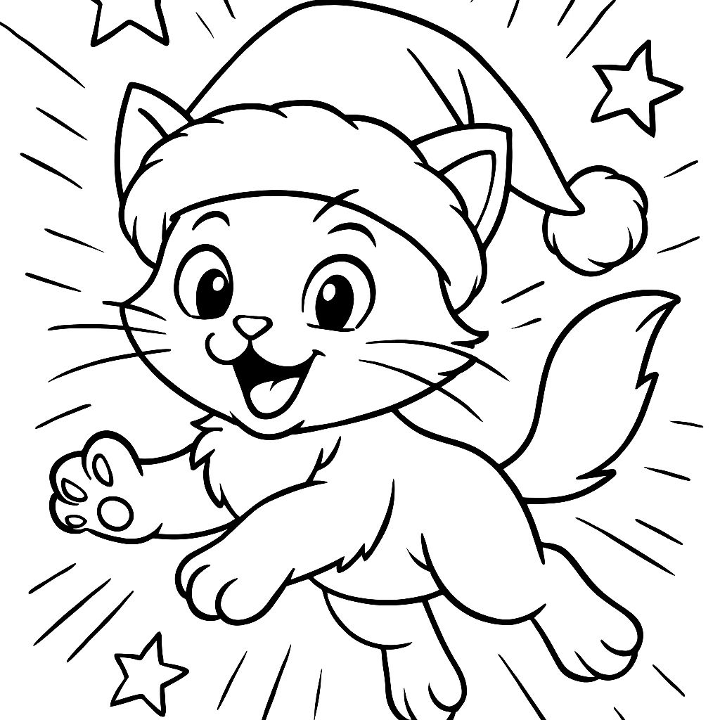 un gatito en un gorro de Navidad