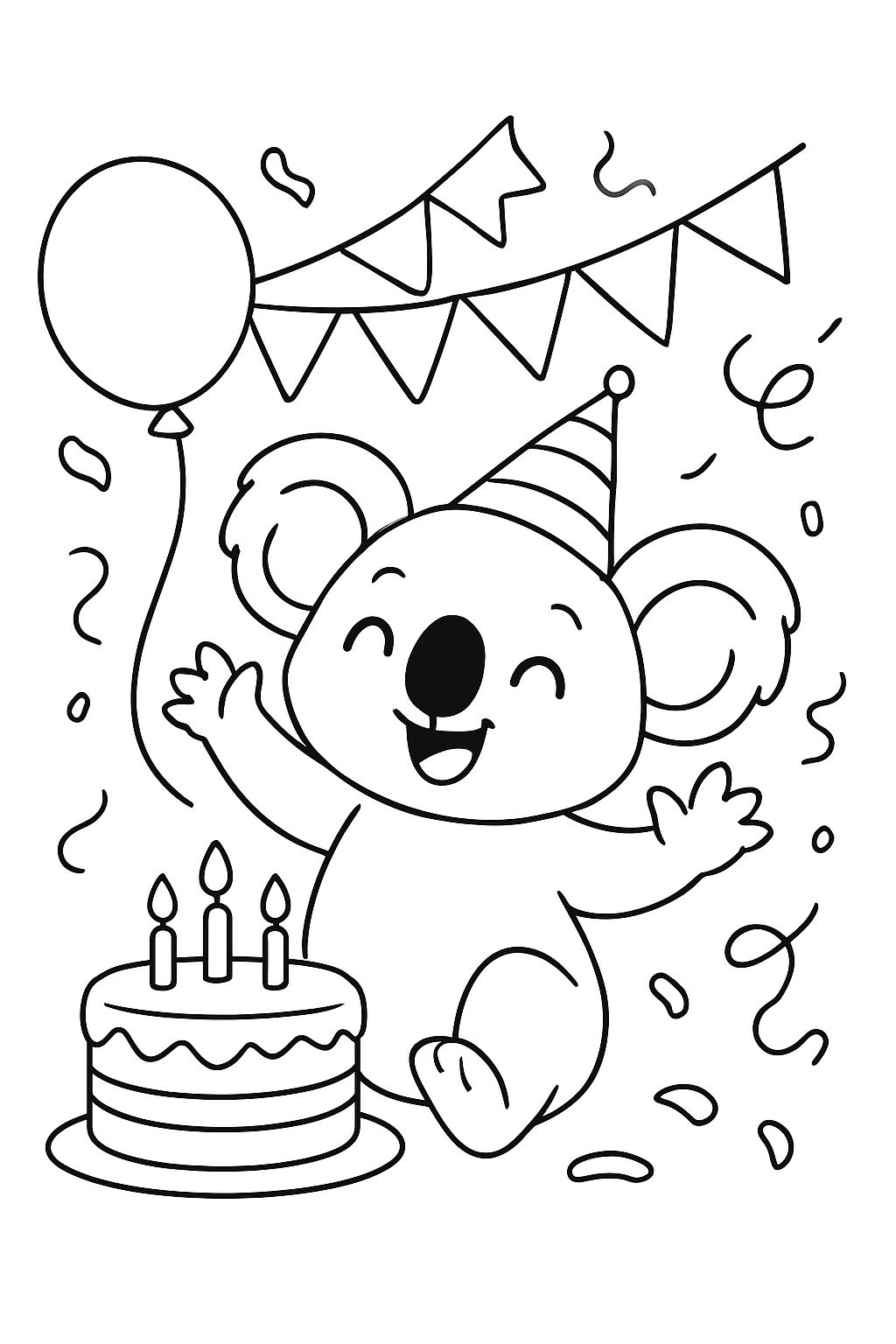 Koala celebrando un cumpleaños