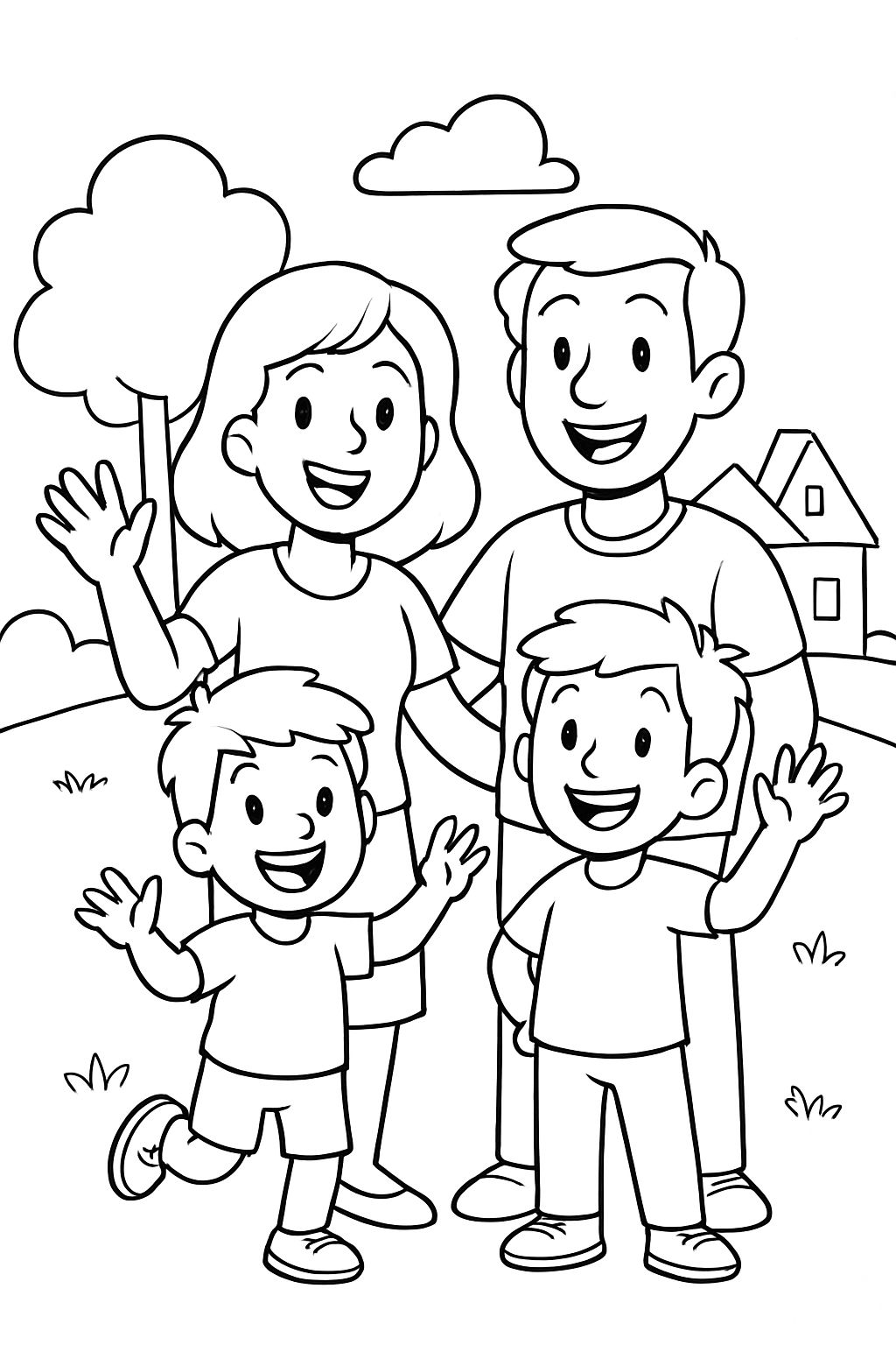 uma família com dois meninos