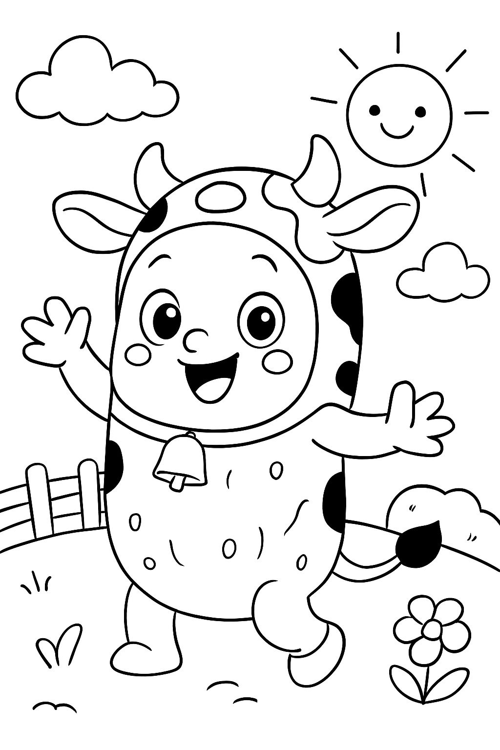 cute pickle in a cow costume