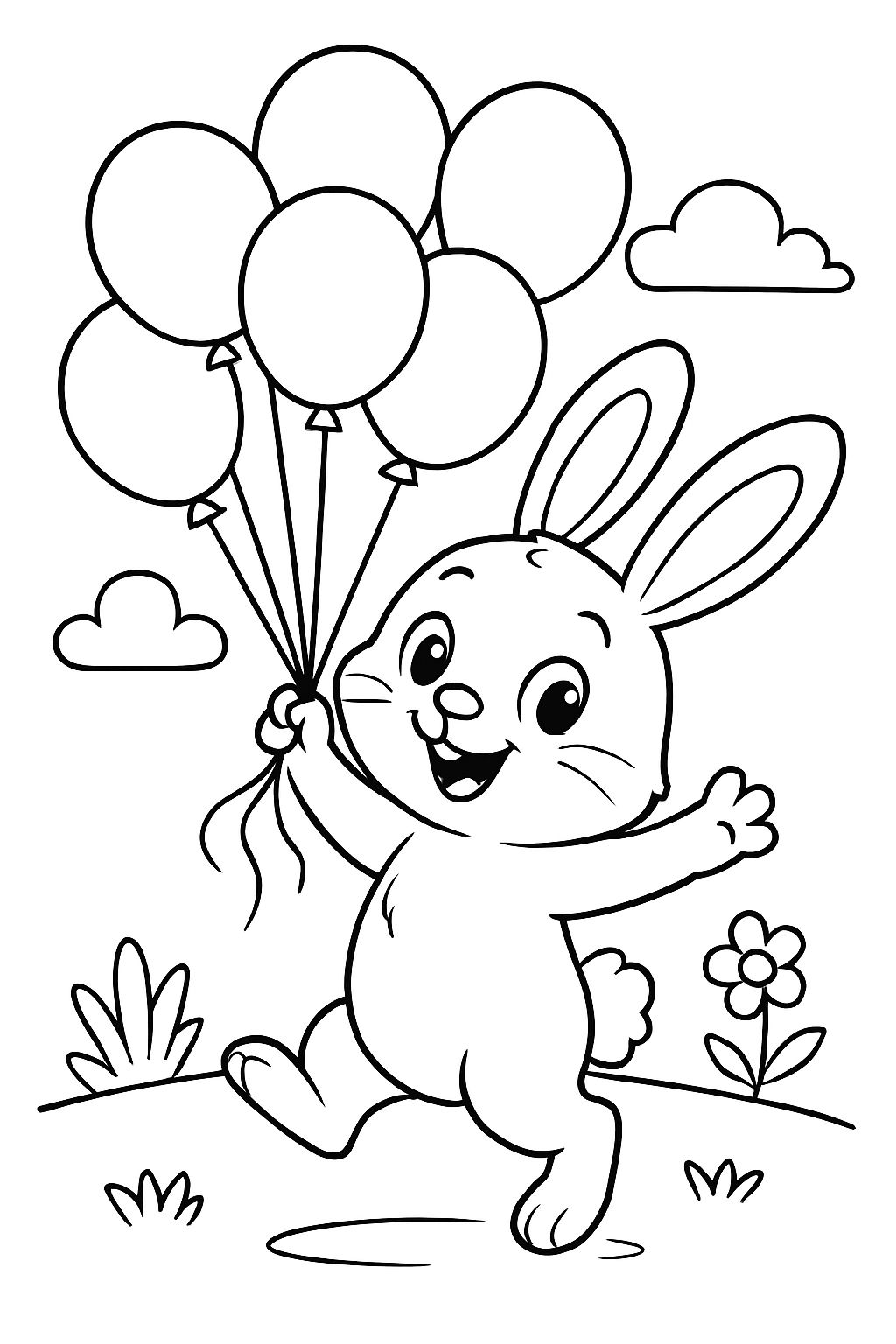 um coelho com 7 balões