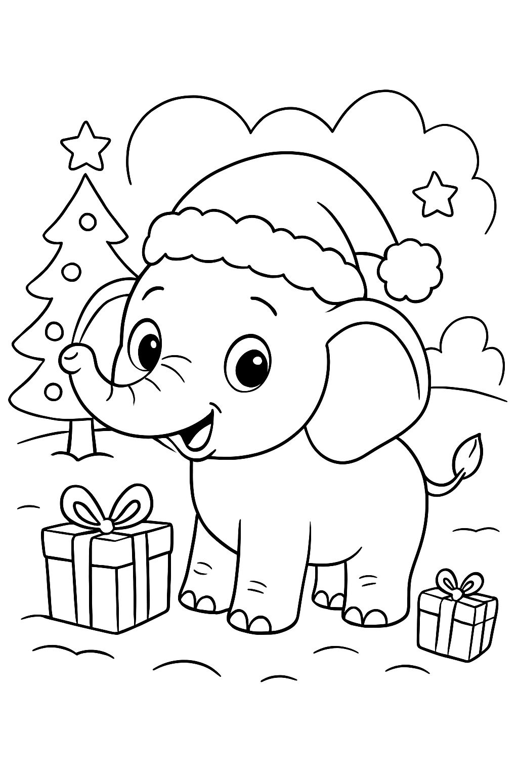 einen babyelefanten mit weihnachtsmütze einen babyelefanten mit weihnachtsmütze