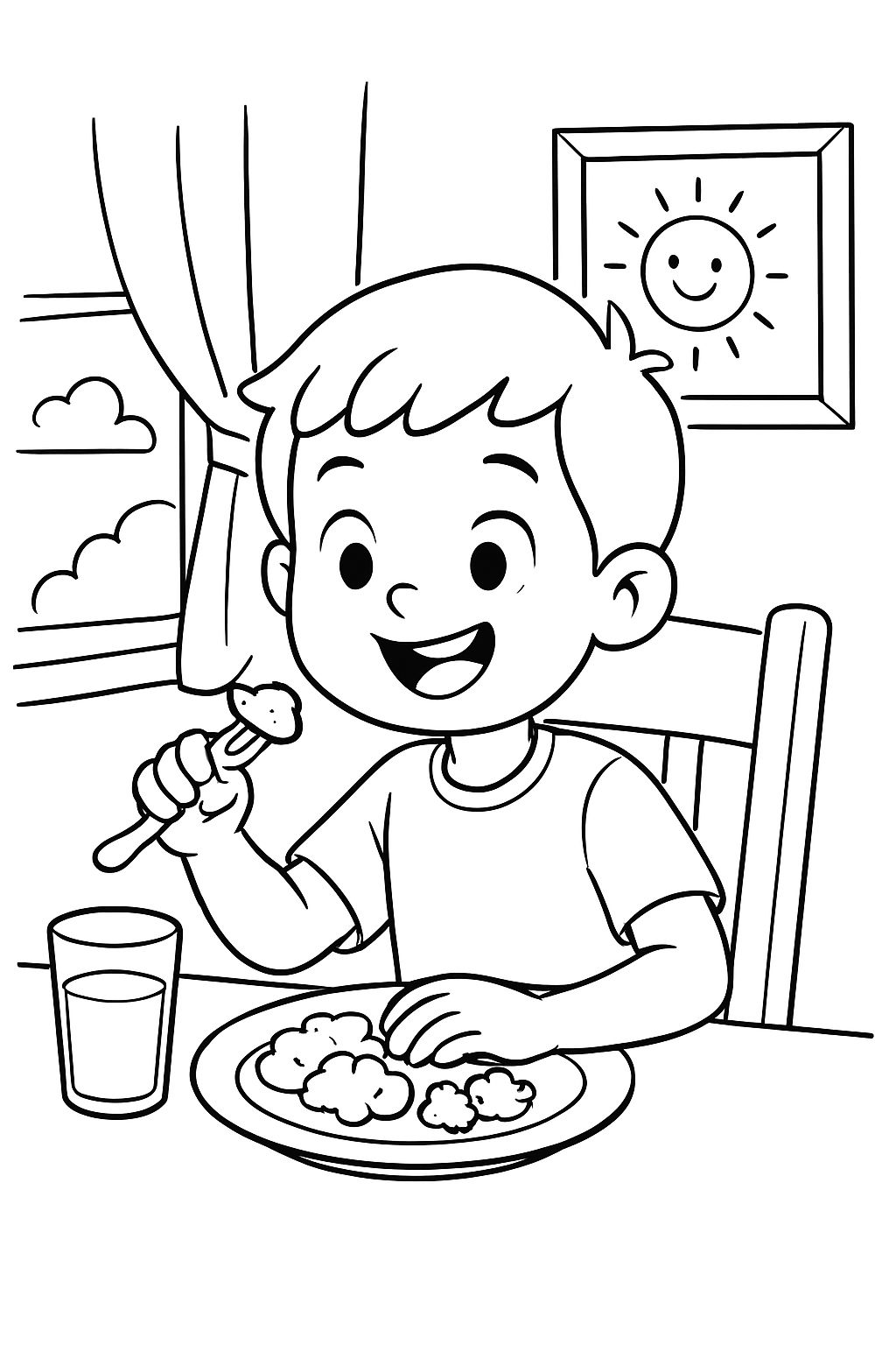 A child having dinner