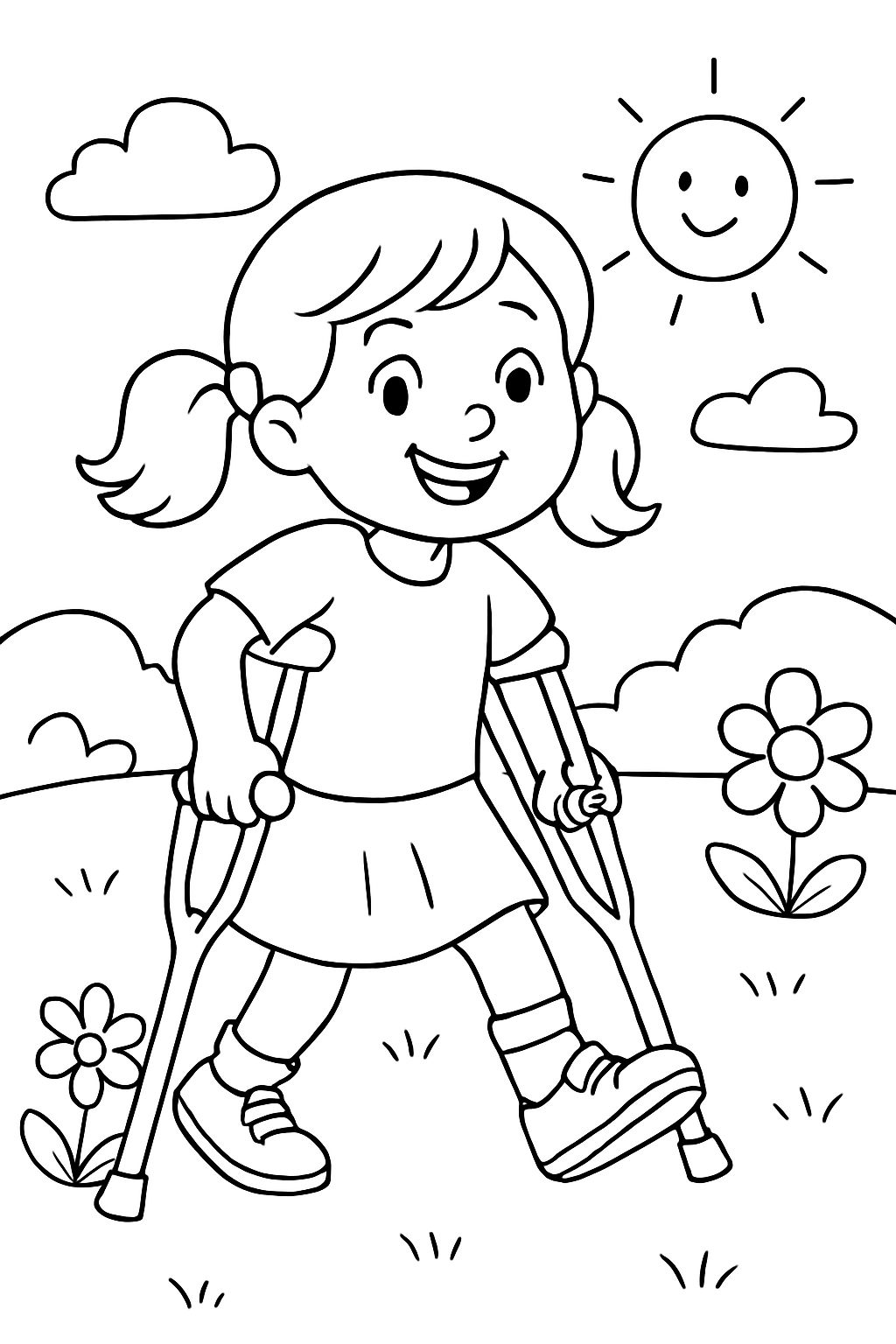 Romina with crutches Romina with crutches