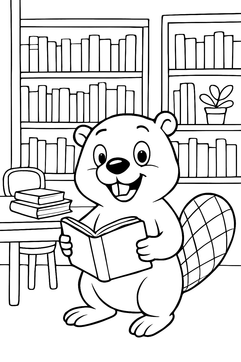 A beaver in the library.