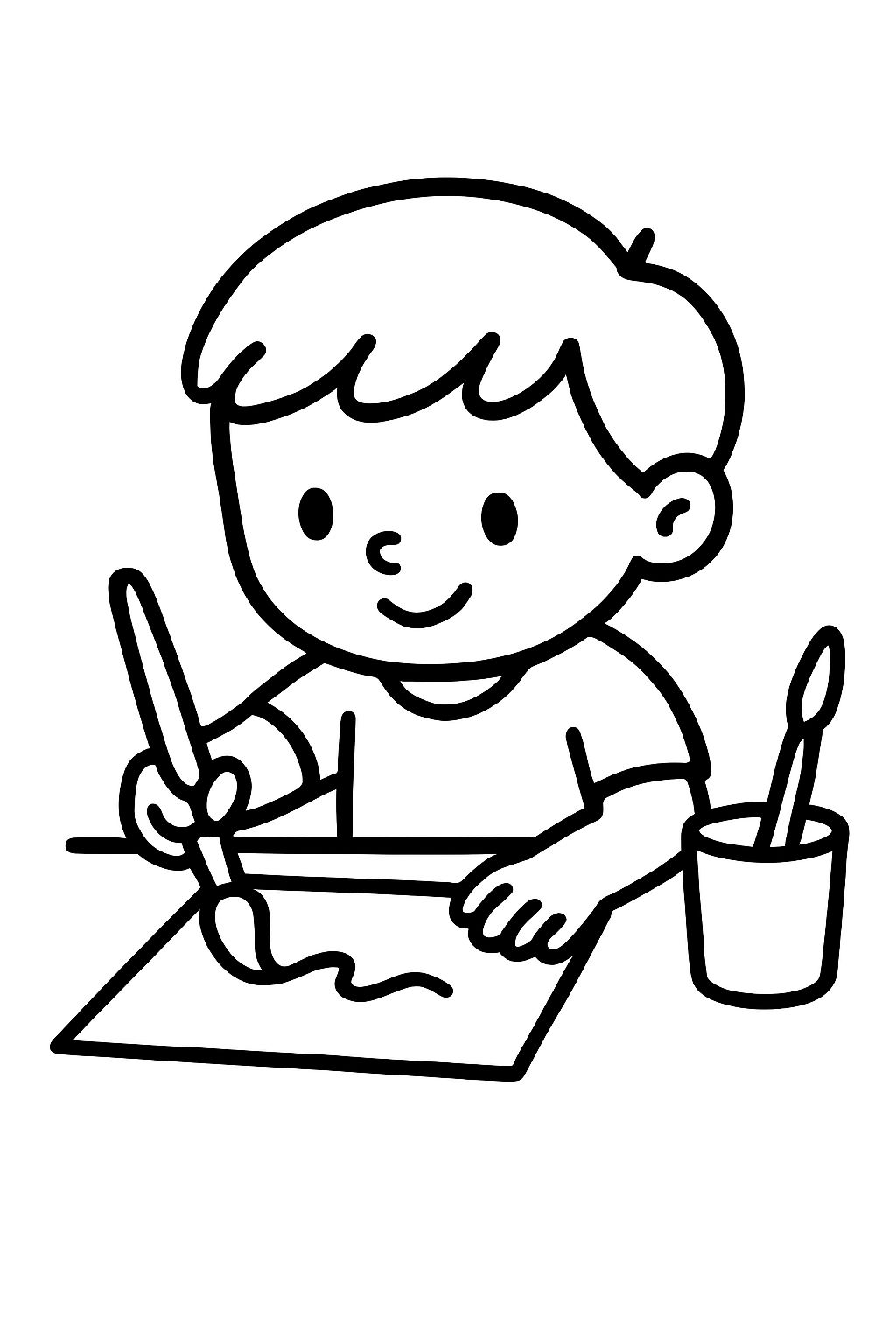 un tout-petit en train de peindre