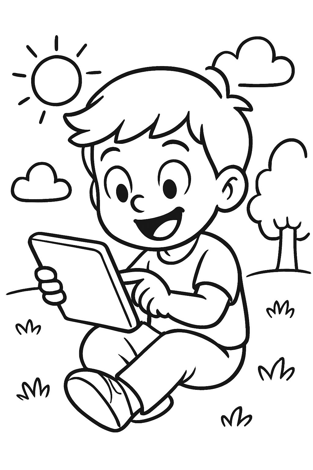A child using a tablet.