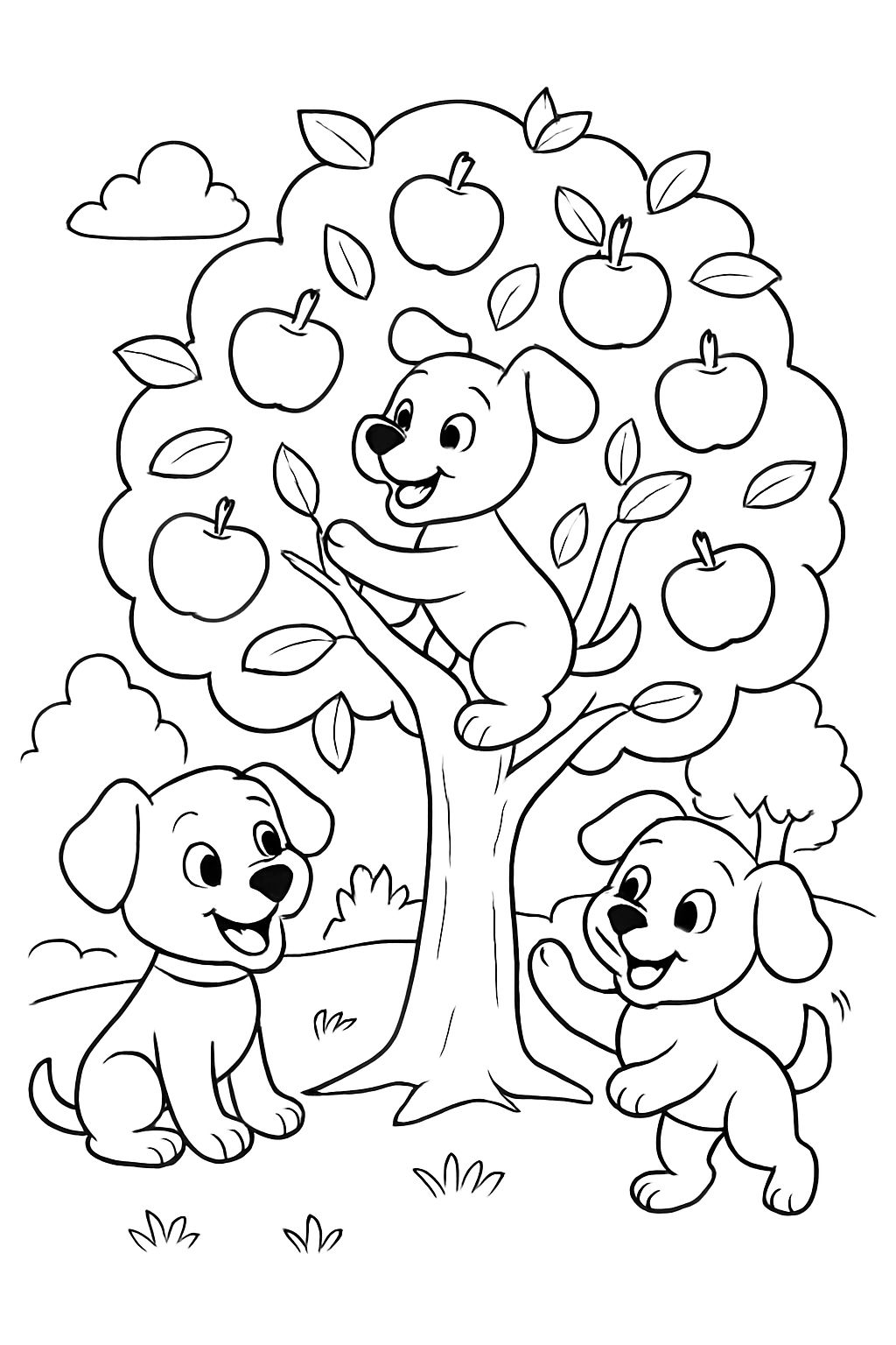 apple tree with puppies