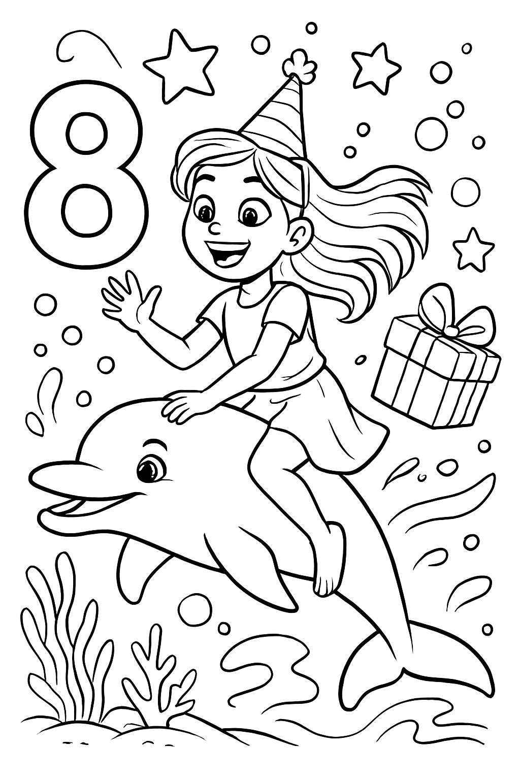 8 aniversário menina golfinho 8 aniversário menina golfinho